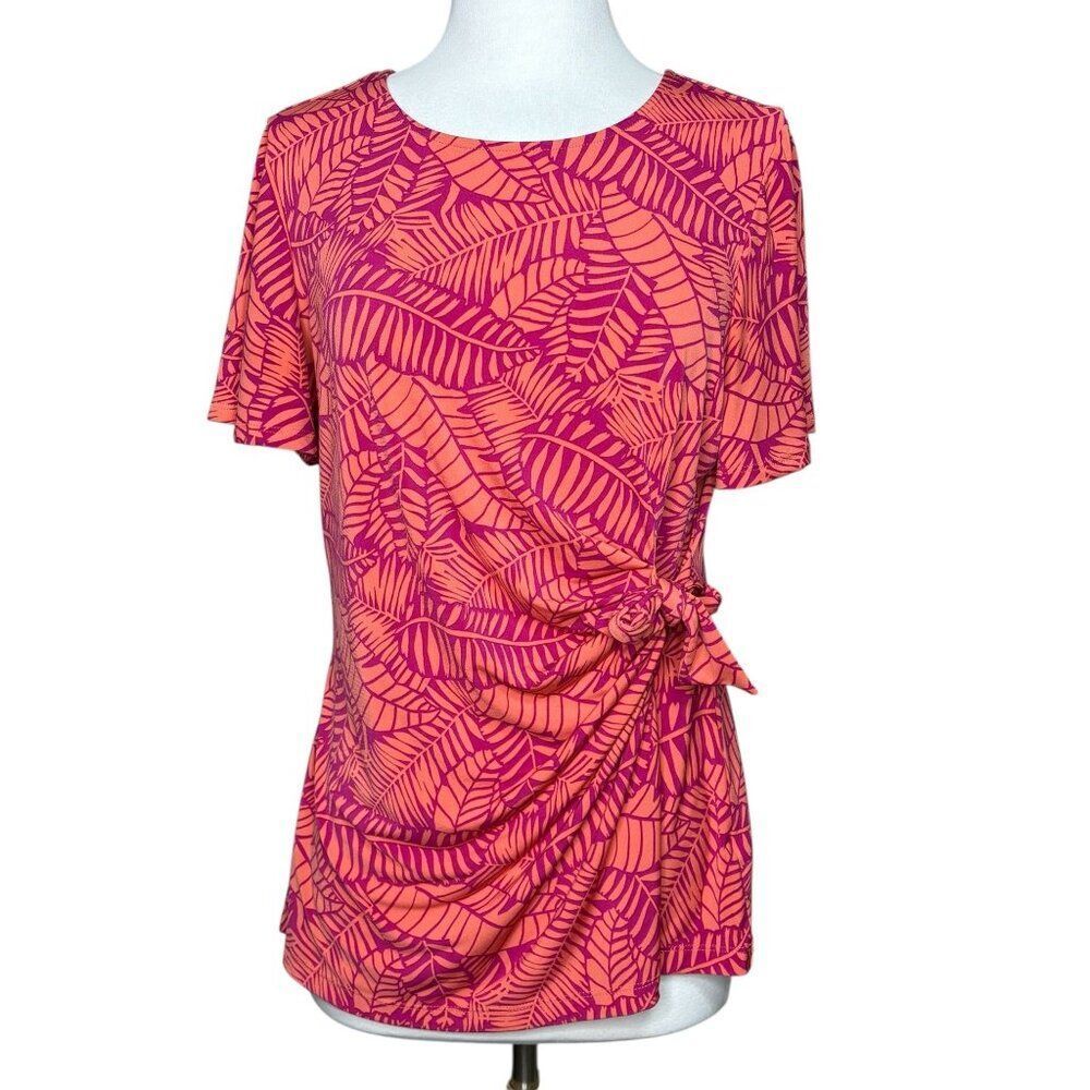 Liz Claiborne Rose Palm Blouse Size Medium Pink